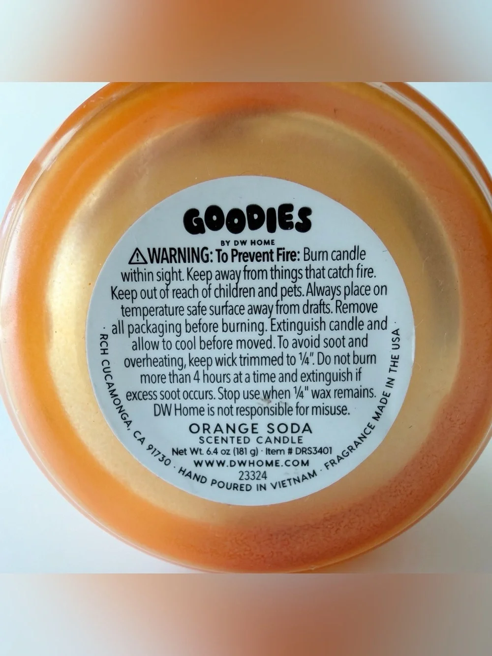 DW Home Goodies Orange Soda Scented Candle 6.4 oz Fun Novelty Gift New